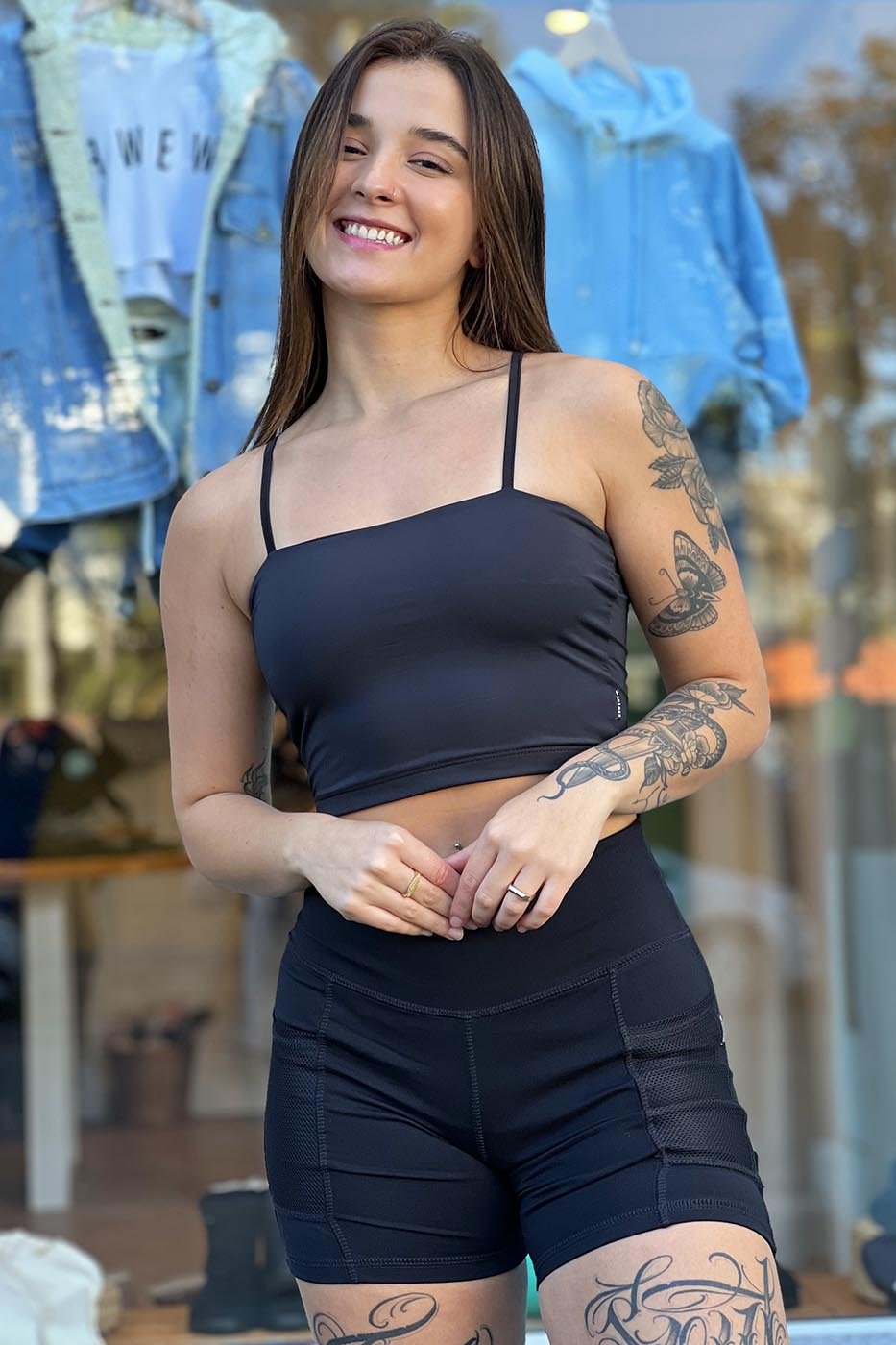 Shorts Preto Hibiscus Rosa Hawewe