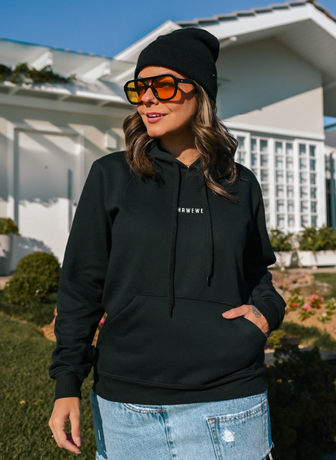 casaco moletom com capuz preto mini hawewe 2