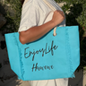 bolsa lona enjoy life turquesa 2