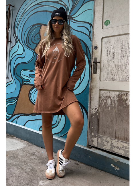 vestido malha ml positive mind marrom hawewe 2