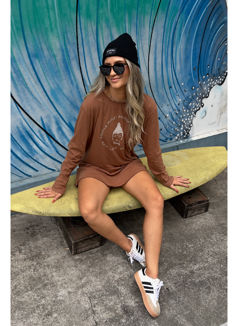 vestido malha ml positive mind marrom hawewe 5