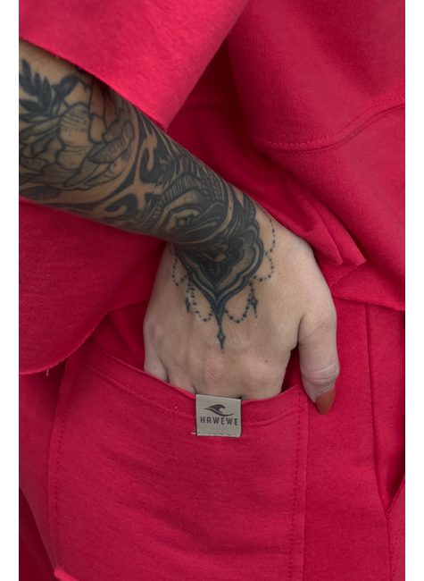 calca wide leg moletinho com bolsos vermelha 5