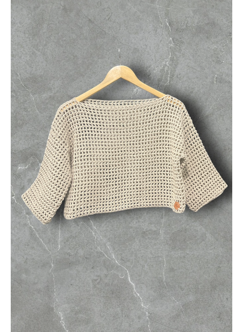 cropped croche bege
