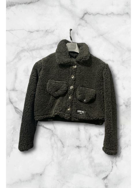 casaco teddy curto preto