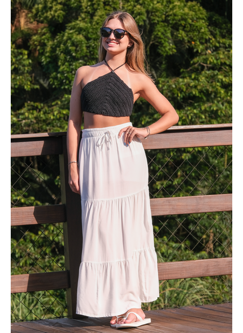 heve トップス Top de Crochê Frente Única Preto Hawewe