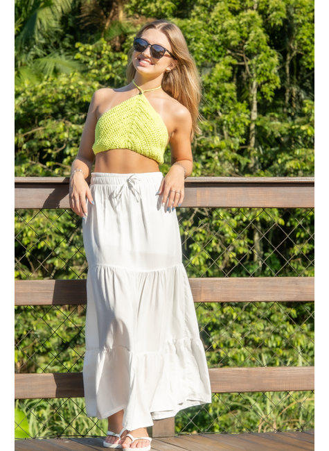 Top de Crochê Frente Única Verde Neon Hawewe - Único